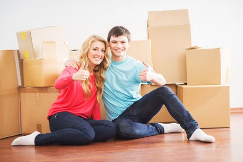 Office furniture and equipment prepared for a commercial move